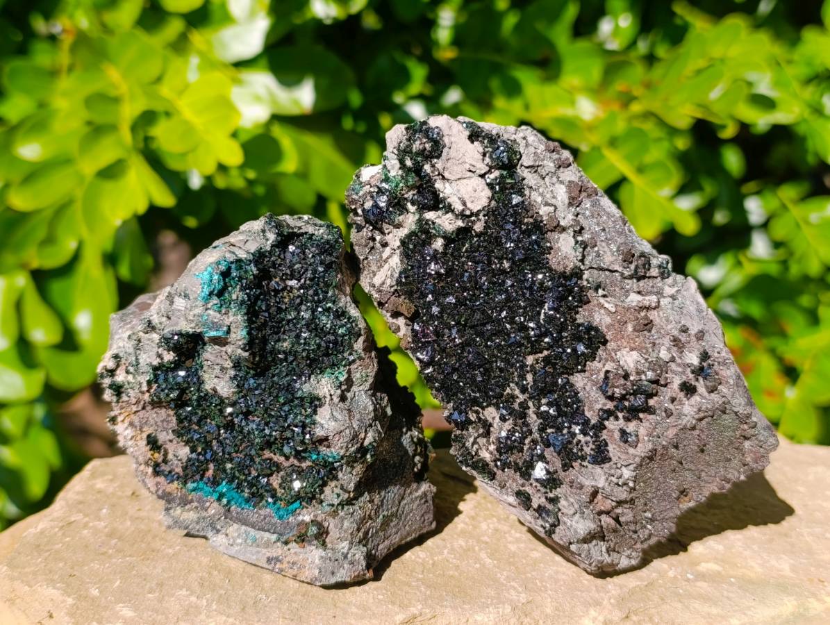 Natural Libethenite Crystals On Dolomite Matrix Specimens x 2 From Shituru, Congo - Toprock Gemstones and Minerals 