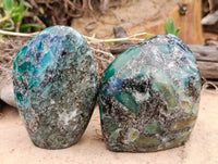 Polished Emerald Mica In Matrix 'Mutokolite' Standing Free Forms x 2 From Mutoko, Zimbabwe - Toprock Gemstones and Minerals 