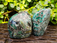Polished Emerald Mica In Matrix 'Mutokolite' Standing Free Forms x 2 From Mutoko, Zimbabwe - Toprock Gemstones and Minerals 