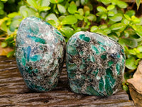 Polished Emerald Mica In Matrix 'Mutokolite' Standing Free Forms x 2 From Mutoko, Zimbabwe - Toprock Gemstones and Minerals 