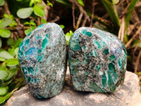 Polished Emerald Mica In Matrix 'Mutokolite' Standing Free Forms x 2 From Mutoko, Zimbabwe - Toprock Gemstones and Minerals 