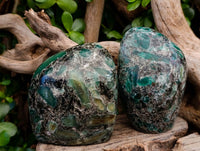 Polished Emerald Mica In Matrix 'Mutokolite' Standing Free Forms x 2 From Mutoko, Zimbabwe - Toprock Gemstones and Minerals 