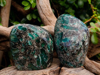 Polished Emerald Mica In Matrix 'Mutokolite' Standing Free Forms x 2 From Mutoko, Zimbabwe - Toprock Gemstones and Minerals 
