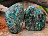Polished Emerald Mica In Matrix 'Mutokolite' Standing Free Forms x 2 From Mutoko, Zimbabwe - Toprock Gemstones and Minerals 