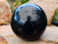 Polished Black Basalt Spheres x 2 From Madagascar