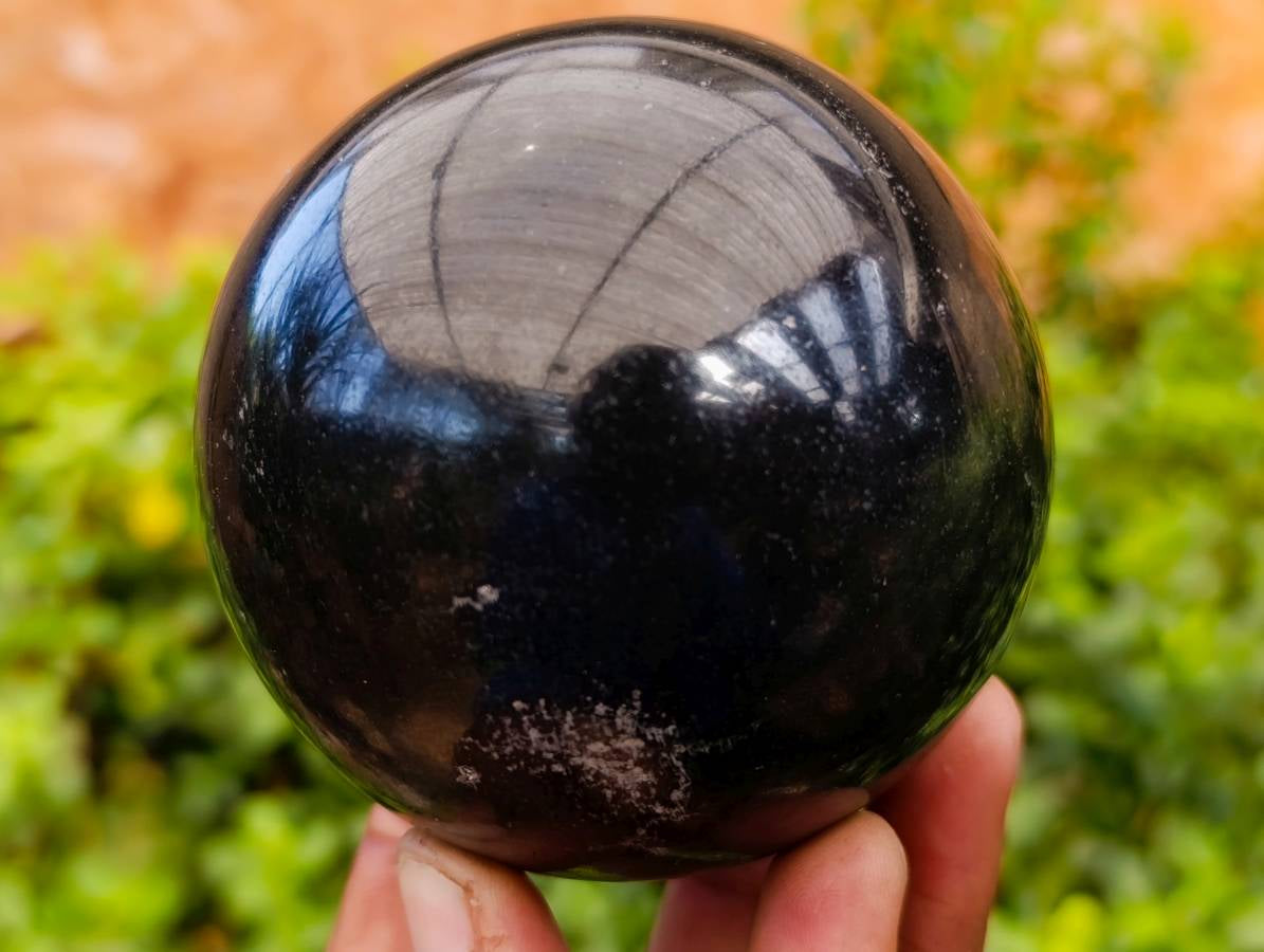 Polished Black Basalt Spheres x 2 From Madagascar - Toprock Gemstones and Minerals 