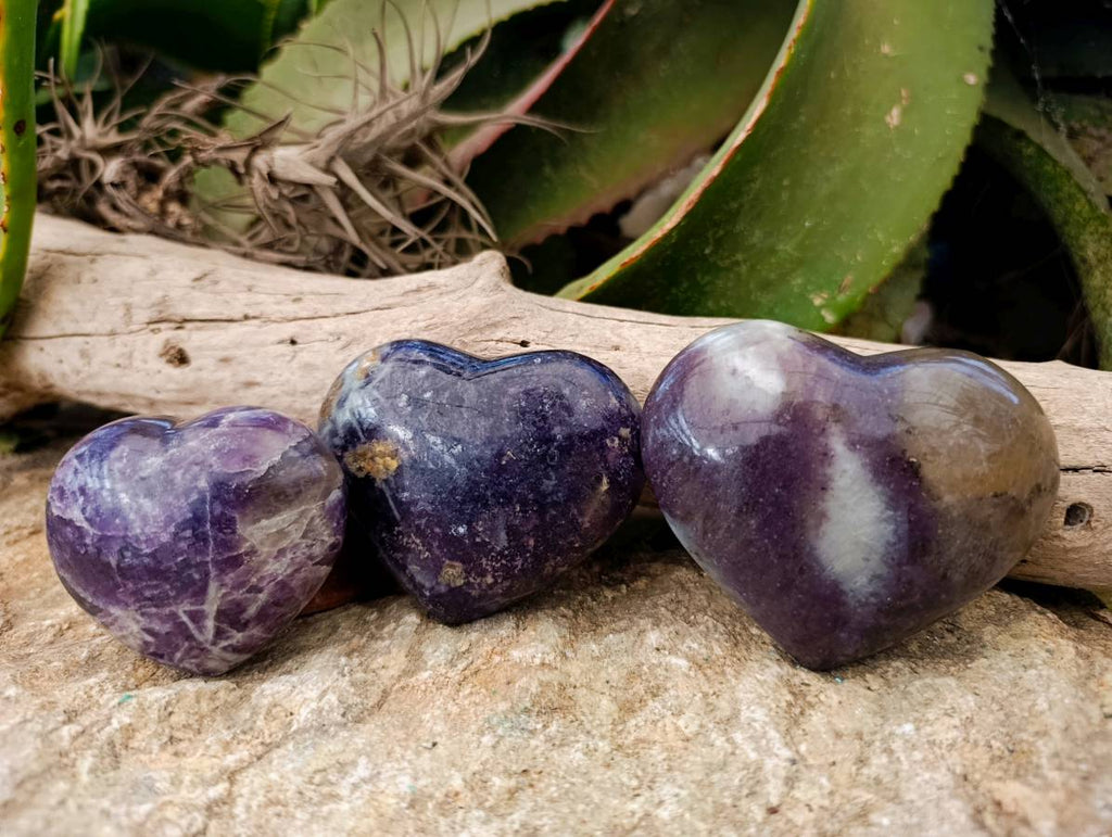 Polished Lepidolite with Pink Rubellite Hearts x 6 From Ambatondrazaka, Madagascar - Toprock Gemstones and Minerals 