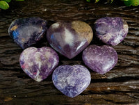 Polished Lepidolite with Pink Rubellite Hearts x 6 From Ambatondrazaka, Madagascar