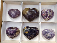 Polished Lepidolite with Pink Rubellite Hearts x 6 From Ambatondrazaka, Madagascar