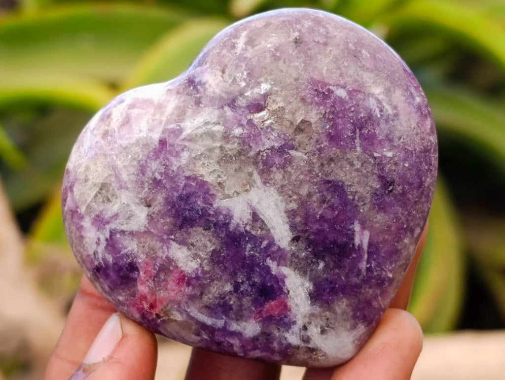 Polished Lepidolite with Pink Rubellite Hearts x 6 From Ambatondrazaka, Madagascar - Toprock Gemstones and Minerals 