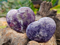 Polished Lepidolite with Pink Rubellite Hearts x 6 From Ambatondrazaka, Madagascar
