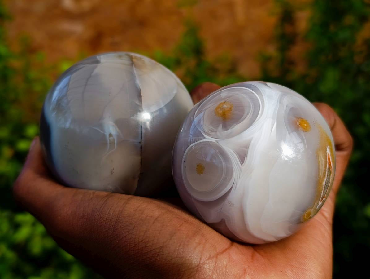 Polished Sashe River Agate Spheres x 3 From Zimbabwe - Toprock Gemstones and Minerals 