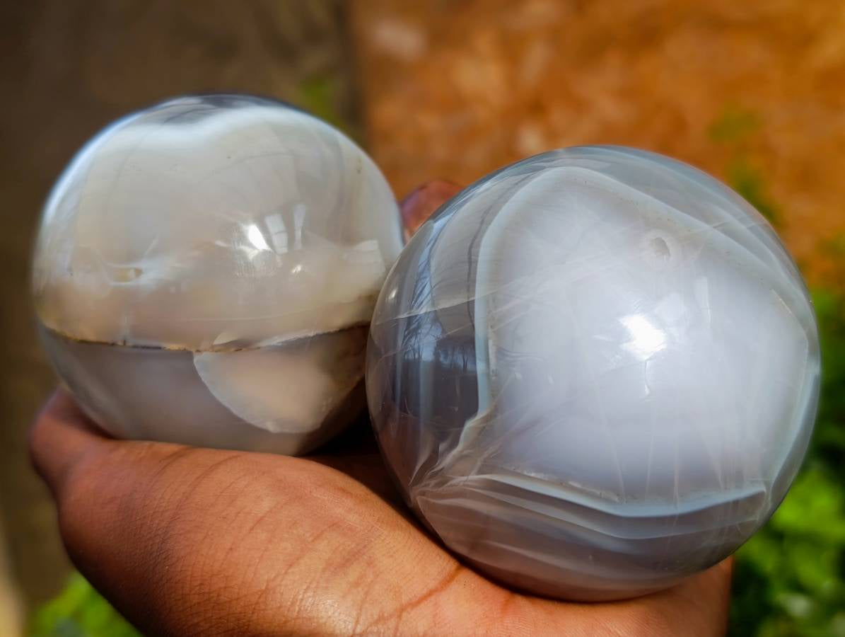 Polished Sashe River Agate Spheres x 3 From Zimbabwe - Toprock Gemstones and Minerals 