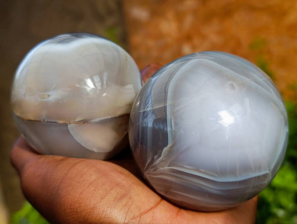 Polished Sashe River Agate Spheres x 3 From Zimbabwe