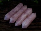 Polished Double Terminated Rose Quartz Points x 4 Madagascar - Toprock Gemstones and Minerals 