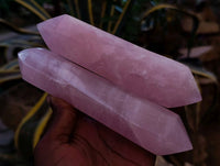 Polished Double Terminated Rose Quartz Points x 4 Madagascar - Toprock Gemstones and Minerals 