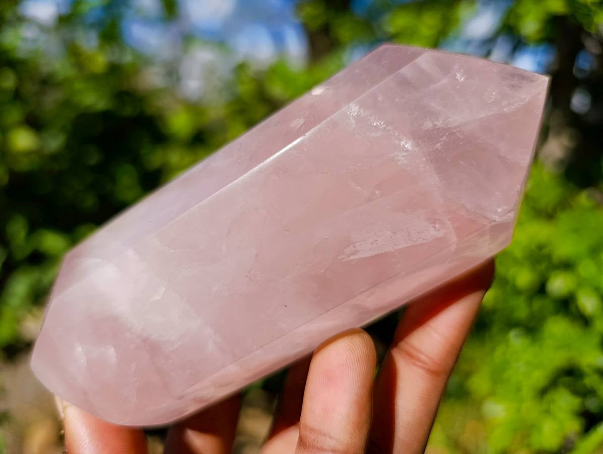 Polished Double Terminated Rose Quartz Points x 4 Madagascar - Toprock Gemstones and Minerals 