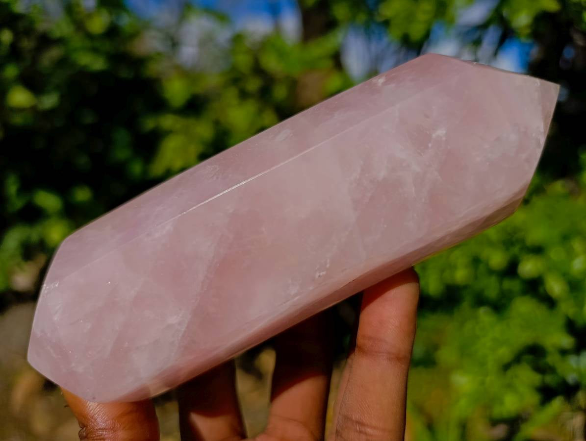 Polished Double Terminated Rose Quartz Points x 4 Madagascar - Toprock Gemstones and Minerals 
