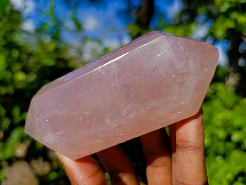 Polished Double Terminated Rose Quartz Points x 4 Madagascar - Toprock Gemstones and Minerals 