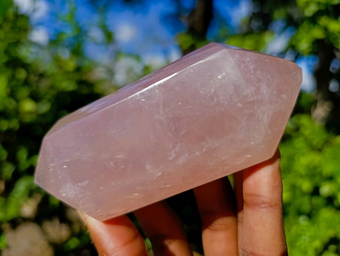 Polished Double Terminated Rose Quartz Points x 4 Madagascar - Toprock Gemstones and Minerals 