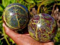Polished Bastite Dragons Blood Stone Spheres x 3 From Tshipise, South Africa