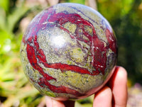 Polished Bastite Dragons Blood Stone Spheres x 3 From Tshipise, South Africa