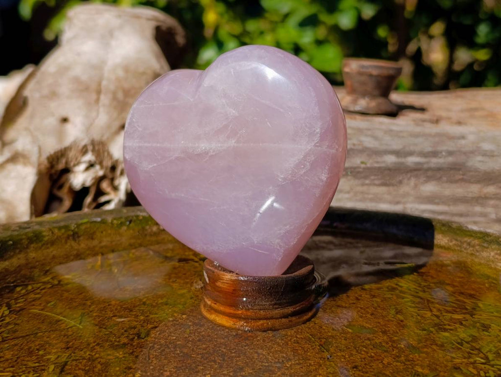 Polished Rose Quartz Gemstone Hearts x 2 Madagascar - Toprock Gemstones and Minerals 