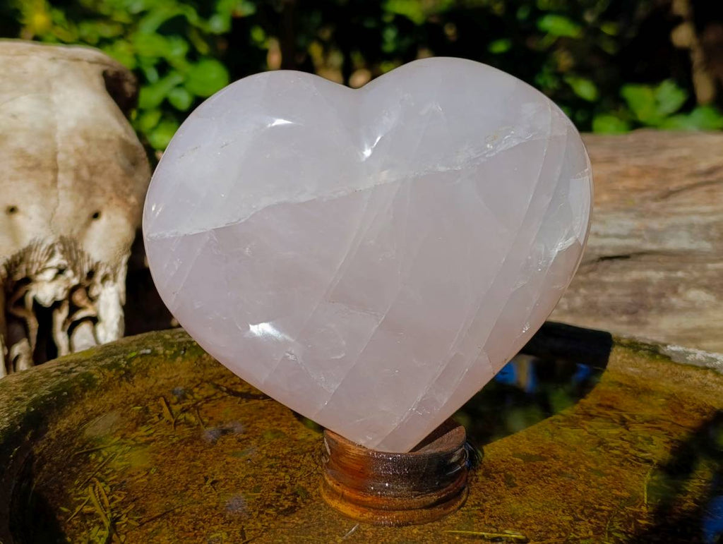 Polished Rose Quartz Gemstone Hearts x 2 Madagascar - Toprock Gemstones and Minerals 