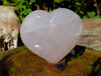Polished Rose Quartz Gemstone Hearts x 2 Madagascar