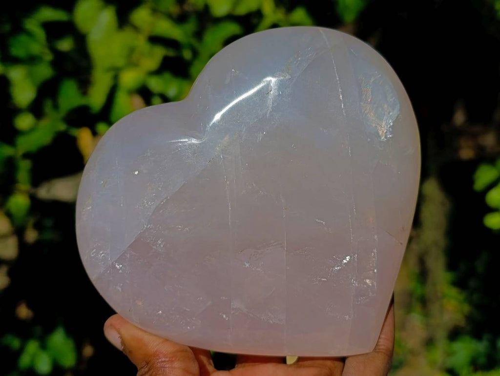 Polished Rose Quartz Gemstone Hearts x 2 Madagascar - Toprock Gemstones and Minerals 