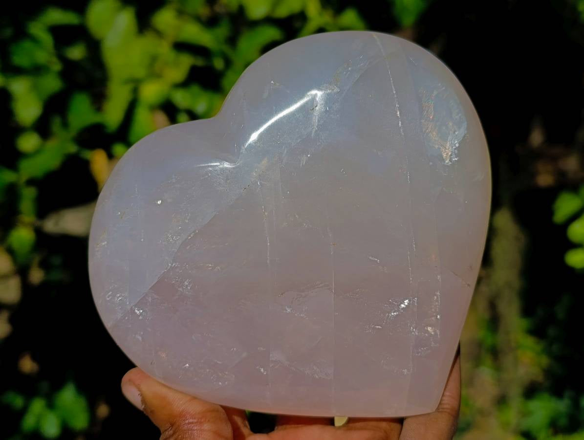 Polished Rose Quartz Gemstone Hearts x 2 Madagascar - Toprock Gemstones and Minerals 
