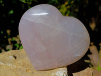 Polished Rose Quartz Gemstone Hearts x 2 Madagascar