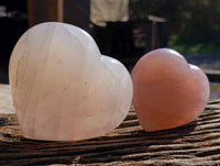 Polished Rose Quartz Gemstone Hearts x 2 Madagascar