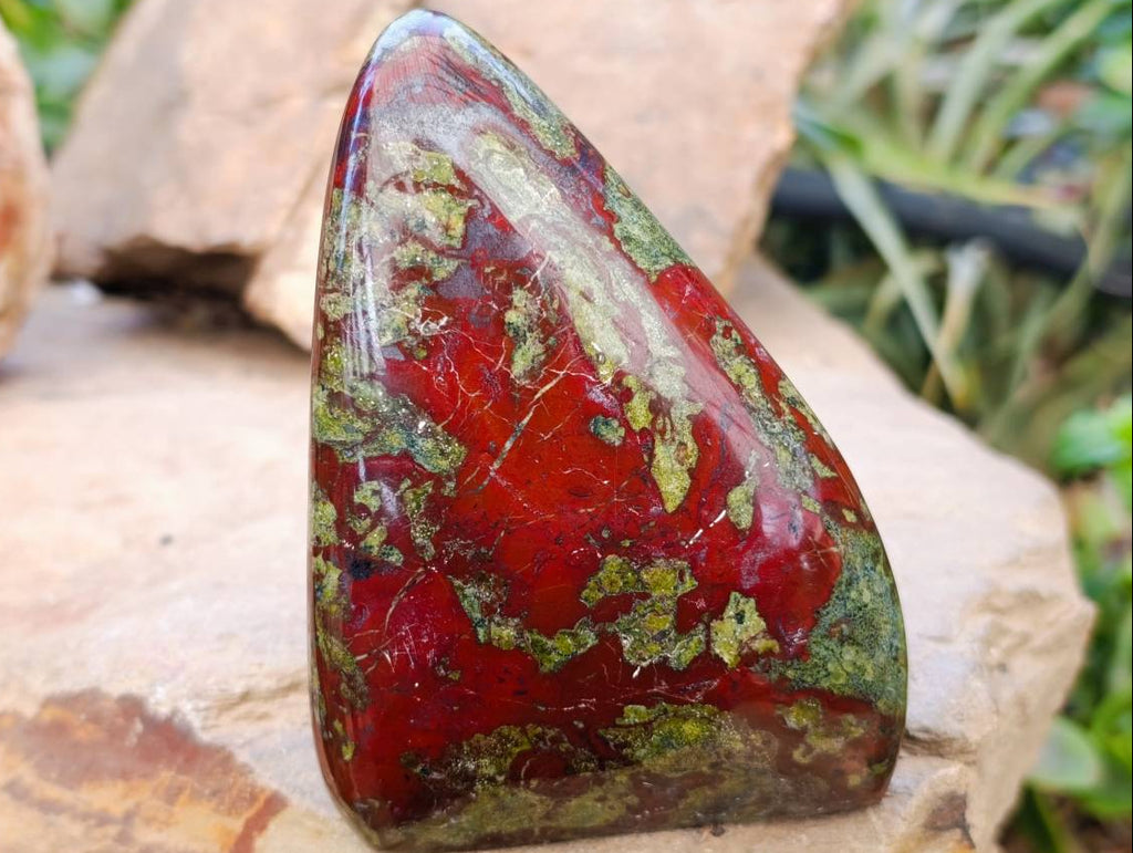 Polished Bastite Dragons Blood Standing Free Forms x 2 From Tshipise, South Africa - Toprock Gemstones and Minerals 