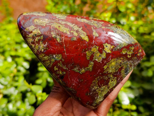 Polished Bastite Dragons Blood Standing Free Forms x 2 From Tshipise, South Africa - Toprock Gemstones and Minerals 