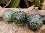 Polished "African Turquoise" Chrysocolla Spheres x 3 From Blue Mine, South Africa - Toprock Gemstones and Minerals 