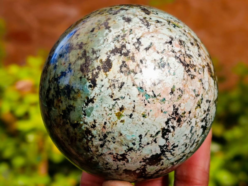 Polished "African Turquoise" Chrysocolla Spheres x 3 From Blue Mine, South Africa - Toprock Gemstones and Minerals 