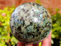 Polished "African Turquoise" Chrysocolla Spheres x 3 From Blue Mine, South Africa