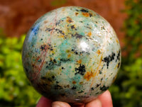 Polished "African Turquoise" Chrysocolla Spheres x 3 From Blue Mine, South Africa