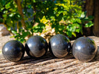 Polished Black Basalt Spheres x 4 From Antsirabe, Madagascar - Toprock Gemstones and Minerals 
