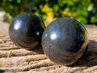 Polished Black Basalt Spheres x 4 From Antsirabe, Madagascar