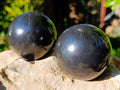 Polished Black Basalt Spheres x 4 From Antsirabe, Madagascar - Toprock Gemstones and Minerals 