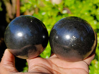 Polished Black Basalt Spheres x 4 From Antsirabe, Madagascar