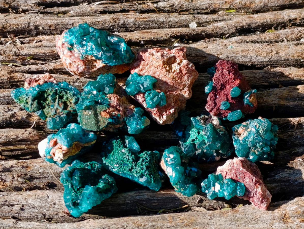 Natural Dioptase on Dolomite Matrix Specimens x 21 From Likasi, Congo - Toprock Gemstones and Minerals 