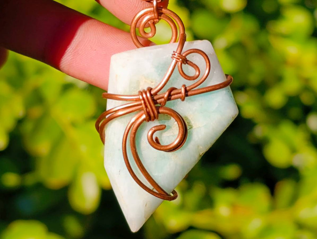 Polished Mixed Copper Wire Wrapped Pendants x 6 From Southern Africa - Toprock Gemstones and Minerals 