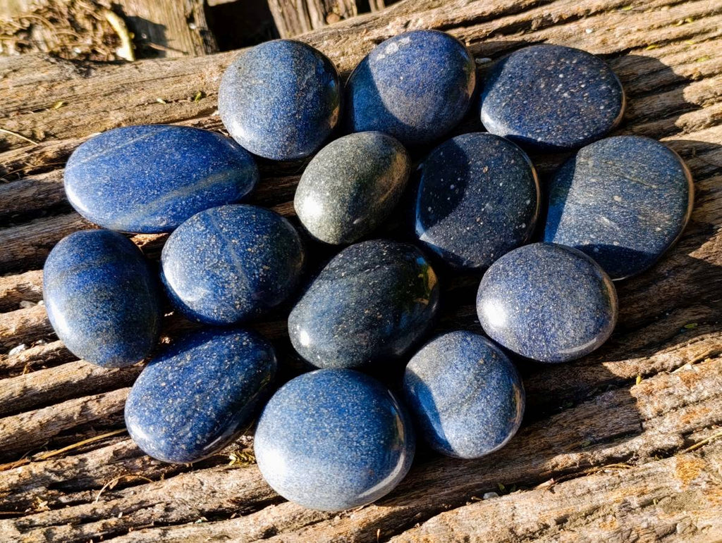 Polished Lazulite Palm Stones x 35 From Madagascar - Toprock Gemstones and Minerals 