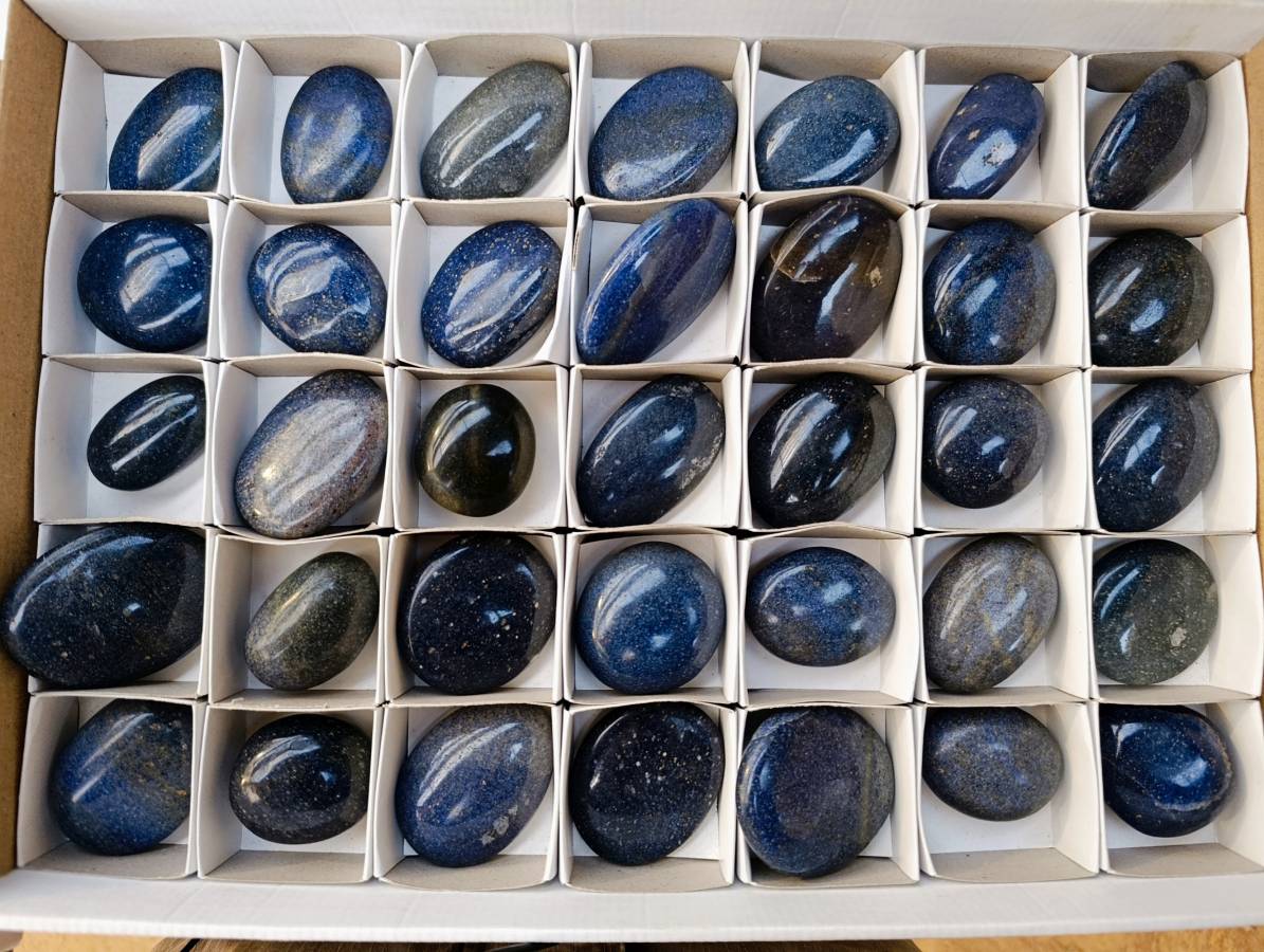 Polished Lazulite Palm Stones x 35 From Madagascar - Toprock Gemstones and Minerals 