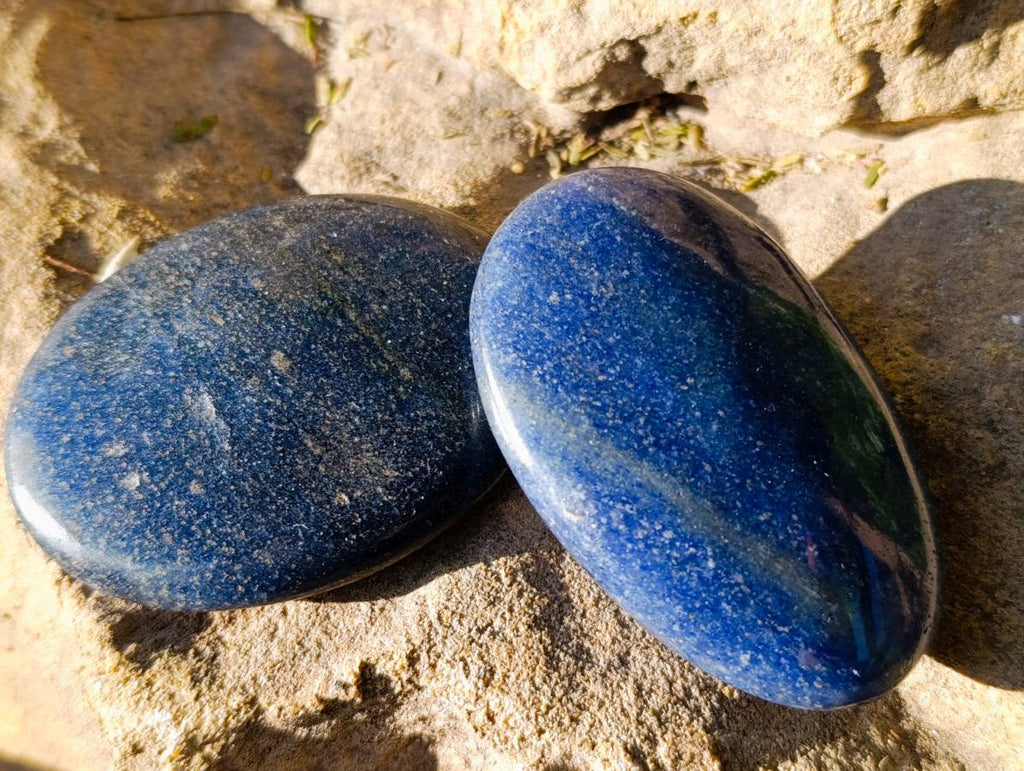 Polished Lazulite Palm Stones x 35 From Madagascar - Toprock Gemstones and Minerals 