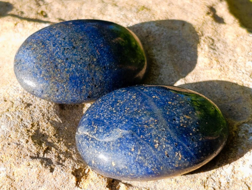 Polished Lazulite Palm Stones x 35 From Madagascar - Toprock Gemstones and Minerals 