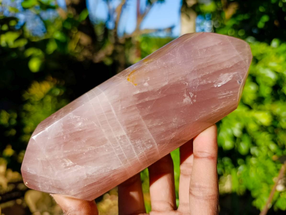 Polished Rose Quartz Double Terminated Points x 2 From Madagascar - Toprock Gemstones and Minerals 